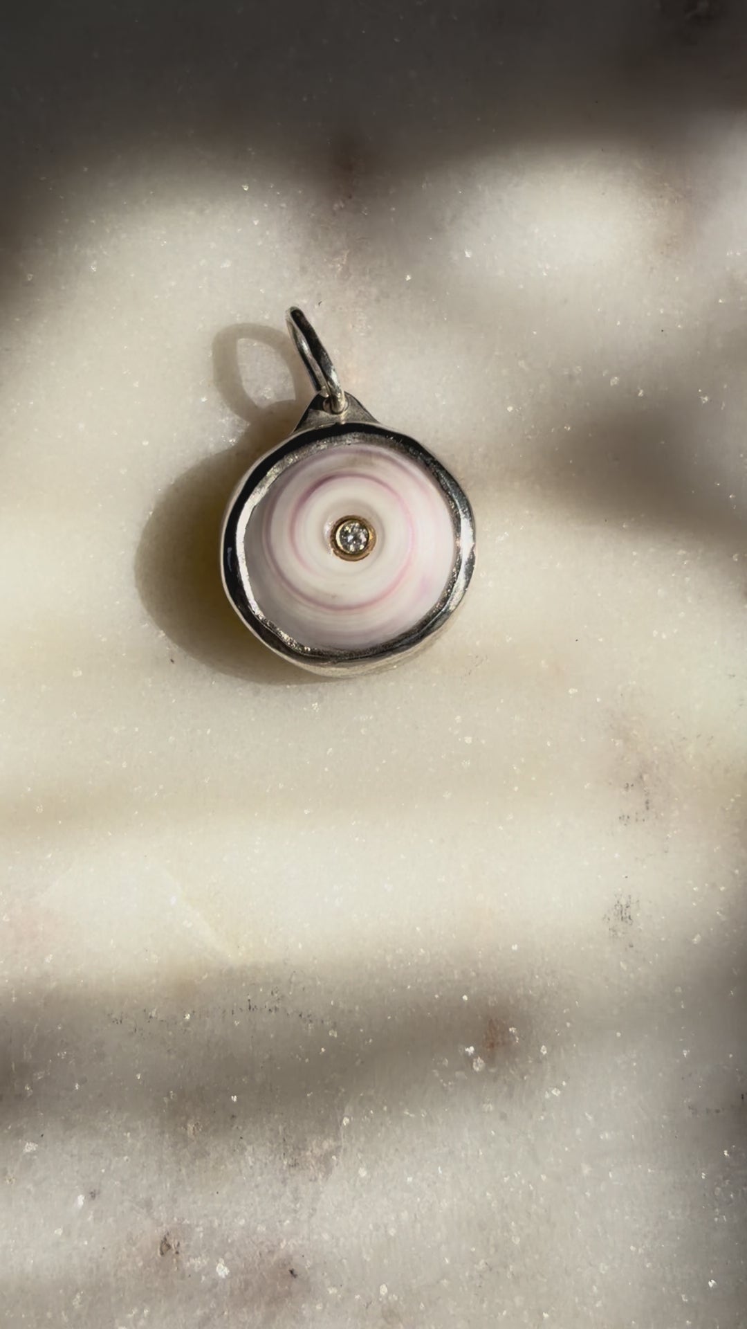 Puka Shell Charm with Diamond in the center
